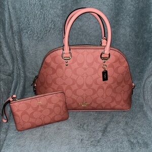 Coach Pink Signature Satchel and Wristlet